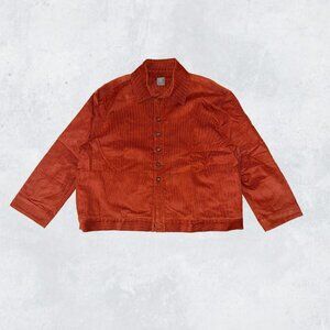 GREI NEW YORK Men Cropped "Shorty" Corduroy Shirt Jacket Size 3(L)  Red $400